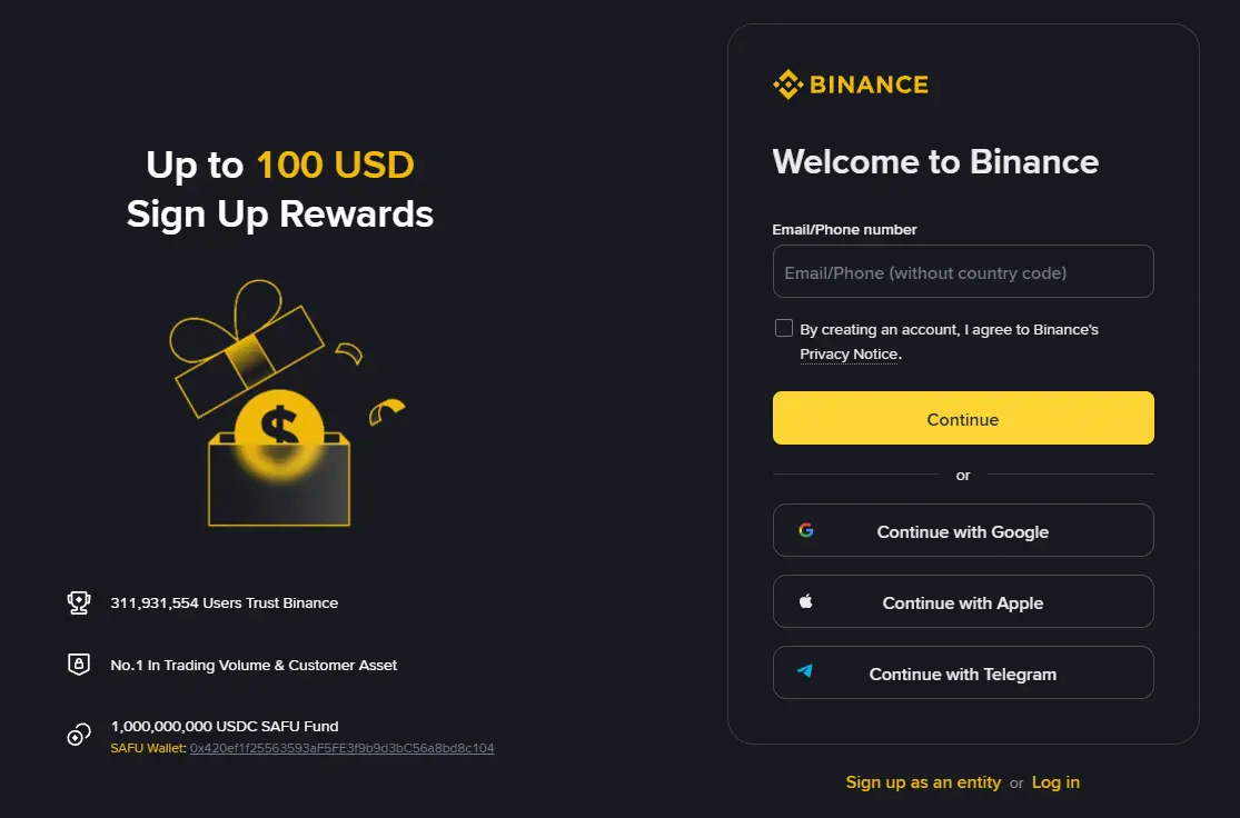 Binance otvaranje računa