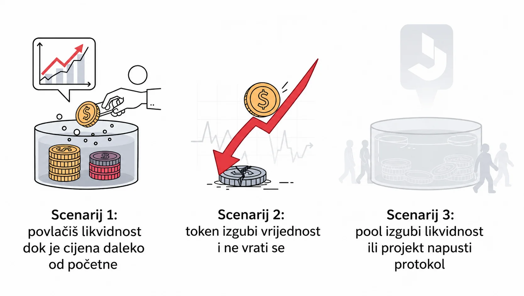 Kada impermanent loss postaje trajan tri scenarija